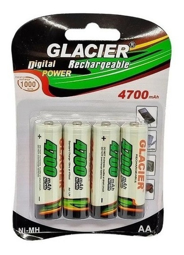 Pilhas Aa Recarregáveis Glacier, Alta Durabilidade 4700mah