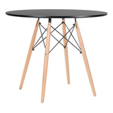 Mesa Jantar Redonda Eames Wood Cozinha Mdf  90 Cm Cores Cor Da Tampa Preto