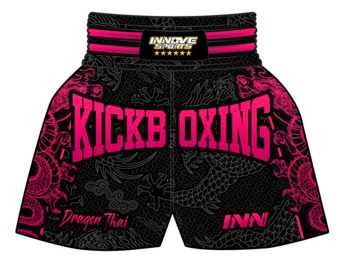 Short Kickboxing Calção Tailandês Dragon Thai Rosa