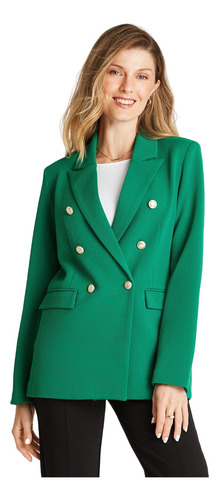 Blazer Manga Larga Con 6 Botones Verde