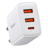 Carregador Rápido Turbo 30w Pd Baseus Tipo-c & 2 Usb Compact