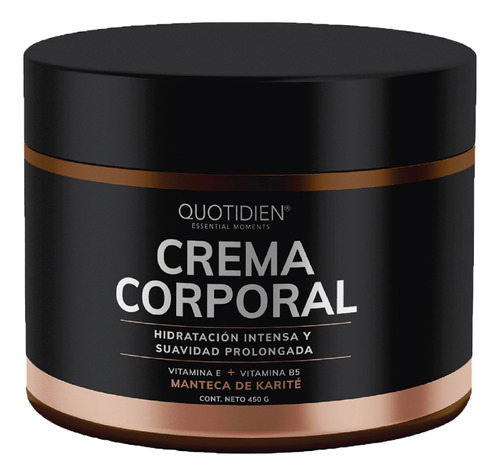 Crema Corporal Humectante  Quotidien Essential Con Manteca De Karite - No Grasosa - 90% Ingredientes Naturales - Todo Tipo De Piel - 450gr