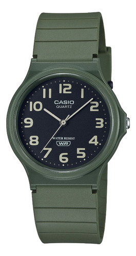 Reloj Casio Unisex Mq-24uc-3b Verde Clasico Números Grandes