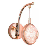 Luminaria Arandela Led Saturno Cor Rose Gold - Cristal