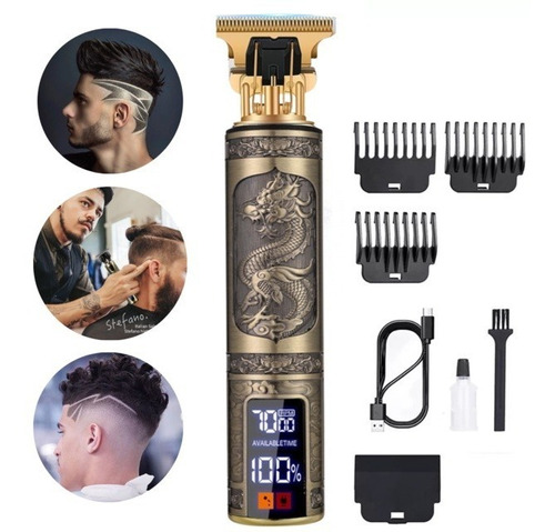 Maquininha De Cabelo Barba Profissional Premium Dragão Led 