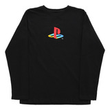 Polera Manga Larga Niño Back Negro Playstation