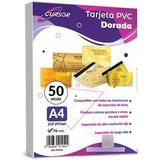 Pack 50 Láminas Para Tarjeta Credencial Pvc Dorada A4 Inkjet