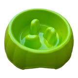 Comedouro Plástico Cães Gatos Lento Diet Interativo- M  P70 Cor Verde