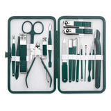 Case Green 18 Peças Kit Cortador De Unhas Manicure De Viagem