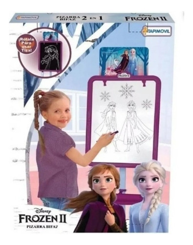 Pizarra Bifaz 2 En 1 Pizarron Infantil Atril Marcador Frozen