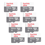 Kit 8 Cartão Memória Micro Sd Sandisk 64gb Classe 10 Ultra