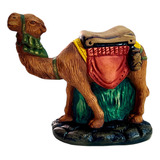 Camelo Pequeno Em Pé 18cm Assento Vermelho Gesso Artesanal