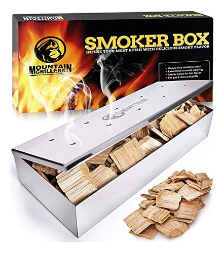 Smoker Box For Wood Chips Use Gas Or Charcoal Bbq Grill...