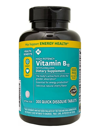 Vitamina B12 5000 Mcg Sublingual (300 Tabletas)  Americano