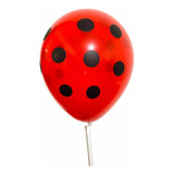 100 Globos 9 Rojos Lunares Negros Para Lady Bug .