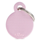 Chapita Id Mascotas Aluminio Small Circle Rosa My Family