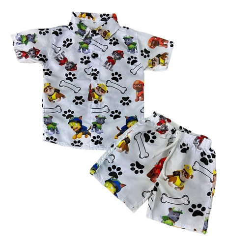 Conjunto Mauricinho Patrulha Canina - Camisa E Bermuda