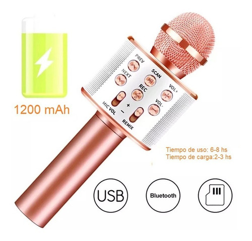 Micrófono Karaoke Niños 5w Bluetooth Efectos De Voz Parlante
