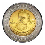 1 Moneda De 5 Pesos Conmemorativa De Venustiano Carranza 
