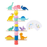 Juego Dinosaurios Y Figuras Apilables De Madera Montessori