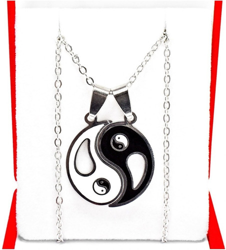 Dije Collar Con Cadena Yin Y Yang Acero  Parejas Amigos 