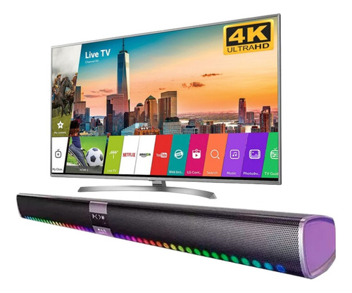 Caixa Som Bluetooth Soundbar Potente Led Rgb Tv Smart Pc 