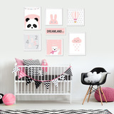 Quadros Decorativos Para Meninas Panda Coelho Balão Nuvem