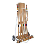 Juego De Crocket Croquet 6 Palos Profesional Bochas 8 Cms