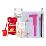 Henna Sobrancelha Kit Profissional Paquimetro Pincel Moldes Cor Preto