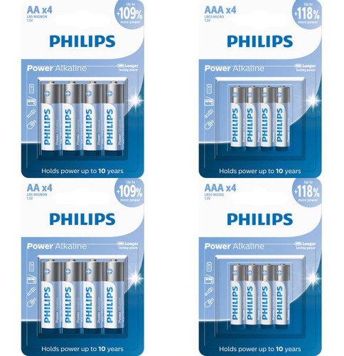 Pilha Alcalina Philips Kit Com 8aa Mais 8aaa 1.5v