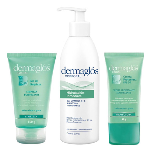 Kit Facial Y Corporal Dermaglós Piel Mixta A Grasa