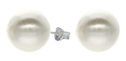 Aros Dama Perla Blanca 6 Mm Plata Italiana Ley 925 