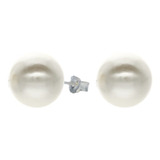 Aros Dama Perla Blanca 6 Mm Plata Italiana Ley 925 