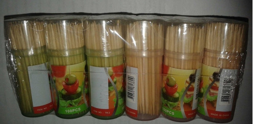 Escarbadientes Palillos De Bambu  X100 Pack De 24 Estuches $