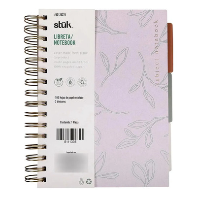 Libreta Notebook Stuk 100 Hojas Recicladas 3 Separadores | Meses sin interés