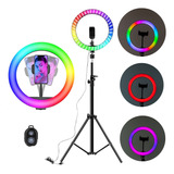 Ring Light 10 Polegada Colorida 26 Com Tripé 2.1 M Youtuber