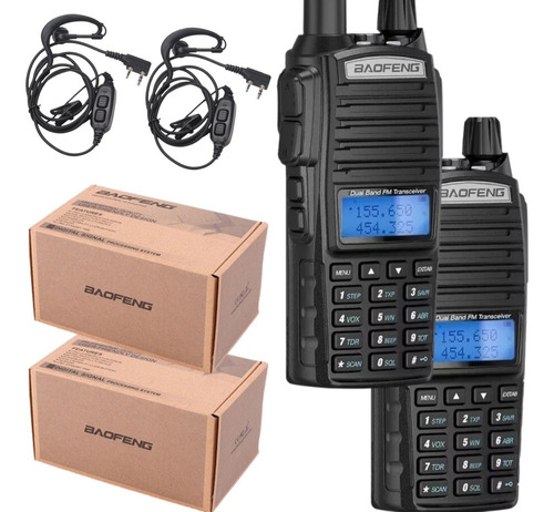 Kit 2 Rádio Ht Baofeng Comunicador Uv-82 Dual Vhf/uhf 10w Fm