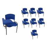 Kit 6 Cadeiras Azul Fixa Escolas E Universidades Prancheta