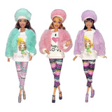 Conjunto Roupa Barbie Calça + Casaco + Blusa + Acessórios