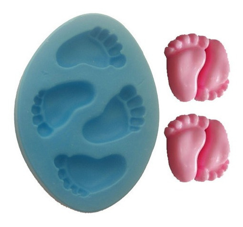 Forma Molde Biscuit Silicone Sabonete 4 Cav Pezinhos 2 Pares