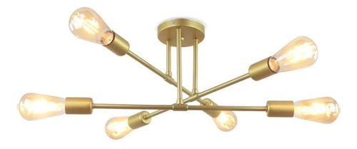 Lámpara De Techo Con 6 Luces En Moderno Candelabro De Metal