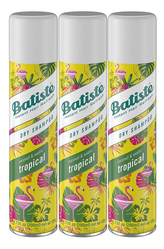 Batiste Champu Seco, Fragancia Tropical, 6.73 Onzas Liquidas