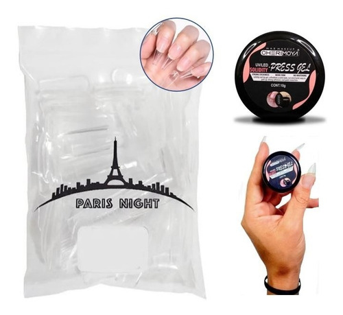 Kit Soft Gel 50 Tips Paris Night + Gel Solido Press Original