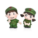 Miniatura Casal Militar Terrario Bonsai Decoração Diy 241401