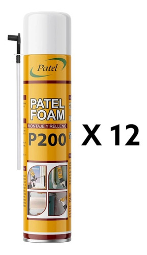 Pack 12 Espuma Expansiva De Poliuretano Pu 750 Ml Patel