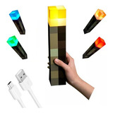 Lampara Minecraft Antorcha Usb Recargable Multicolor