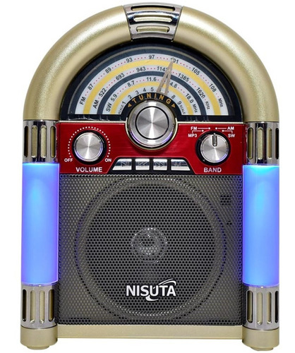 Parlante Radio Retro Nisuta Nsrv20 Bluetooth Fm/am Led Azul