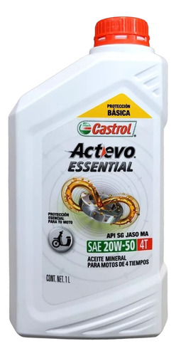 Aceite Castrol Actevo Essential 20w50 4t Mineral Pack 8 Lts