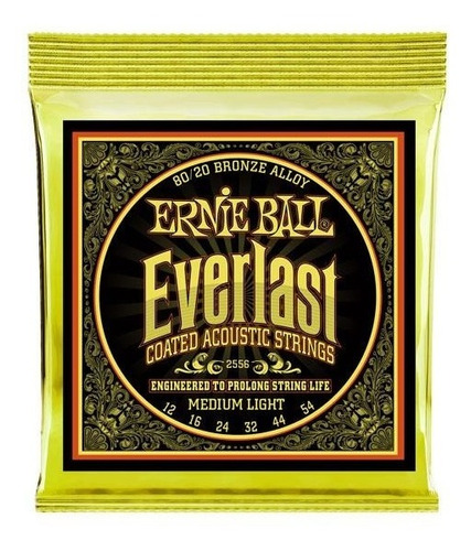 Ernie Ball 2556 Encordadura Guitarra Everlast Coated 12-54