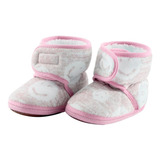 Pantufa Sapatinho Infantil Bebe Rosa Forrada Com Velcro